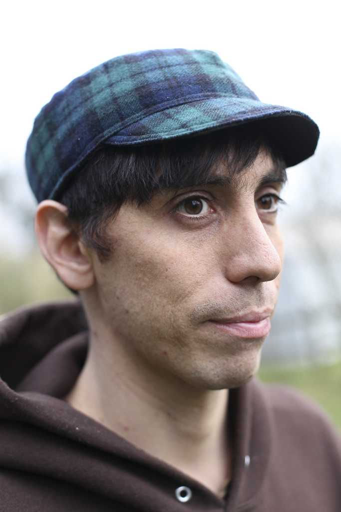 Santiago Diego Carmona Barrenechea in a plaid cap, Portland, Oregon