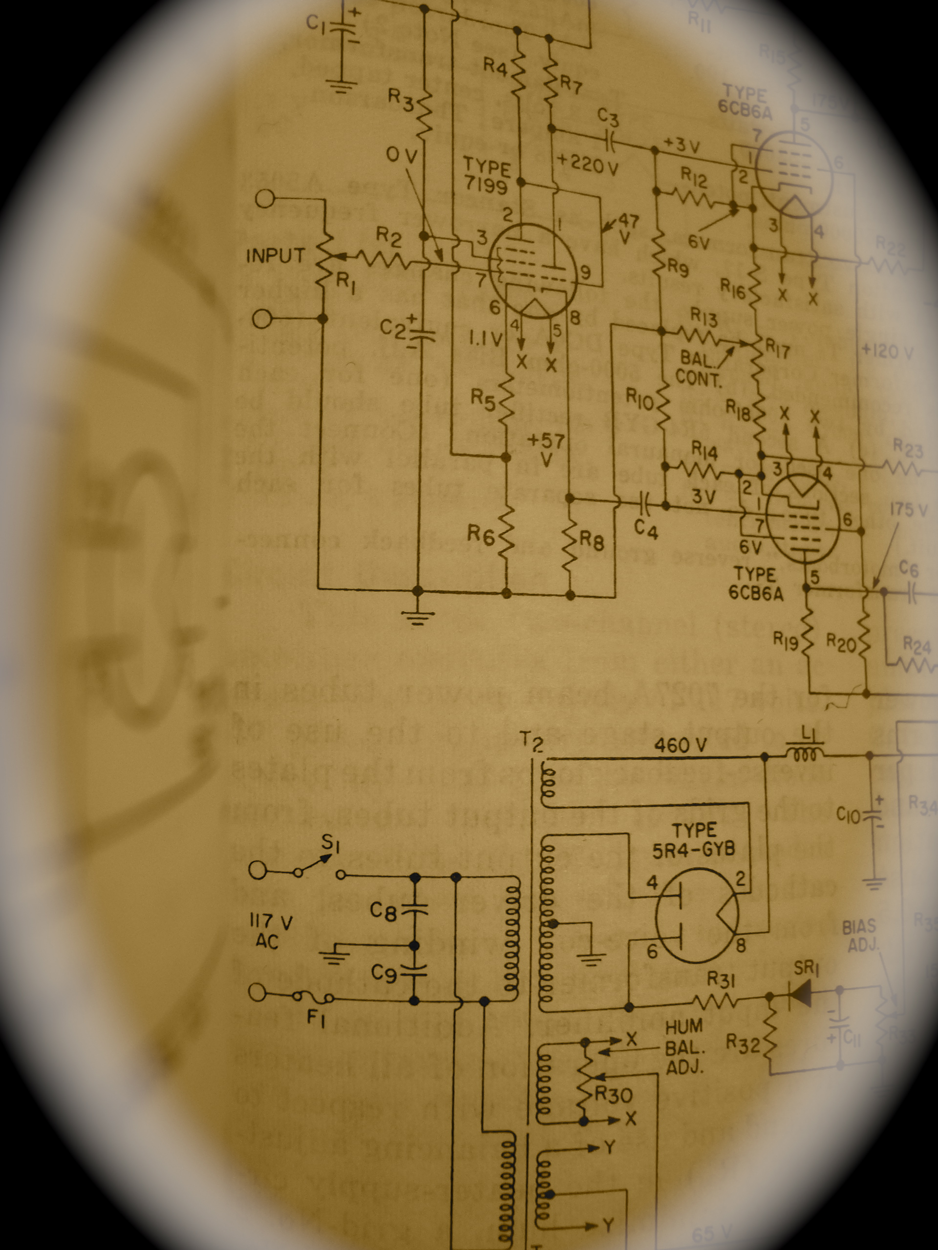 A vintage radio circuit diagram