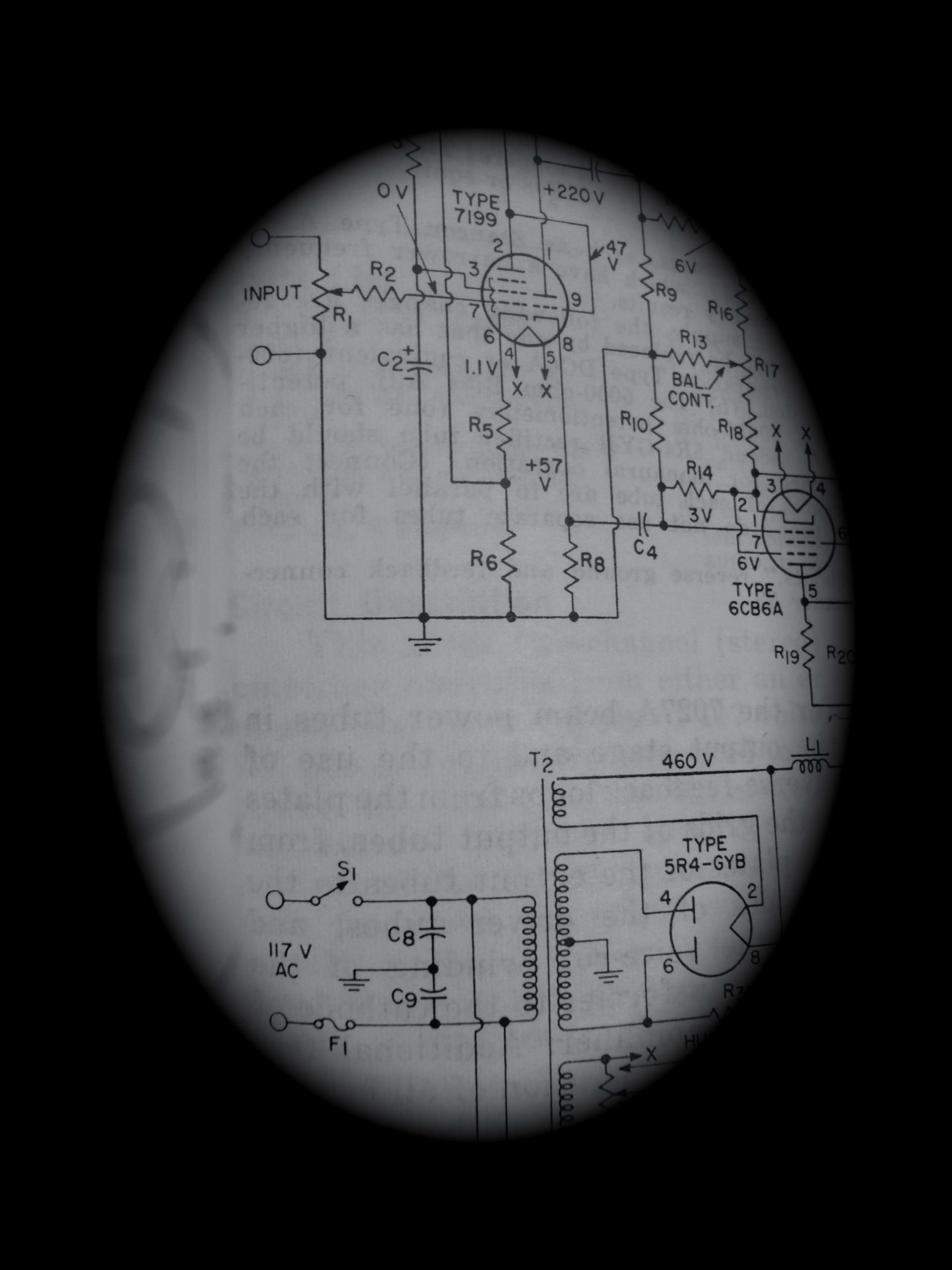 The same schematic photographed in black and white